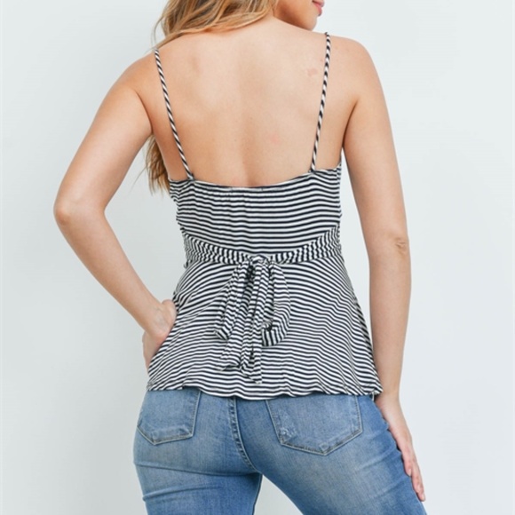 Ivory & Black Pin Stripe Baby Doll top - Picture 5 of 13